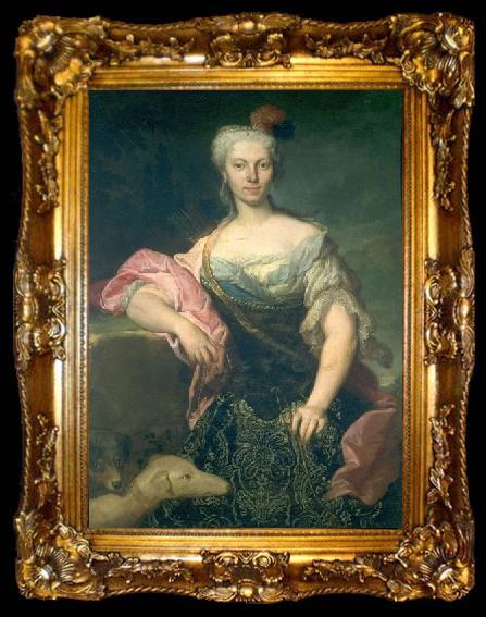 framed  Jacopo Amigoni Bildnis einer Dame als Diana, ta009-2
